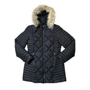 Andrew Marc New York Coyote Fur Trim Hooded Puffer Jacket